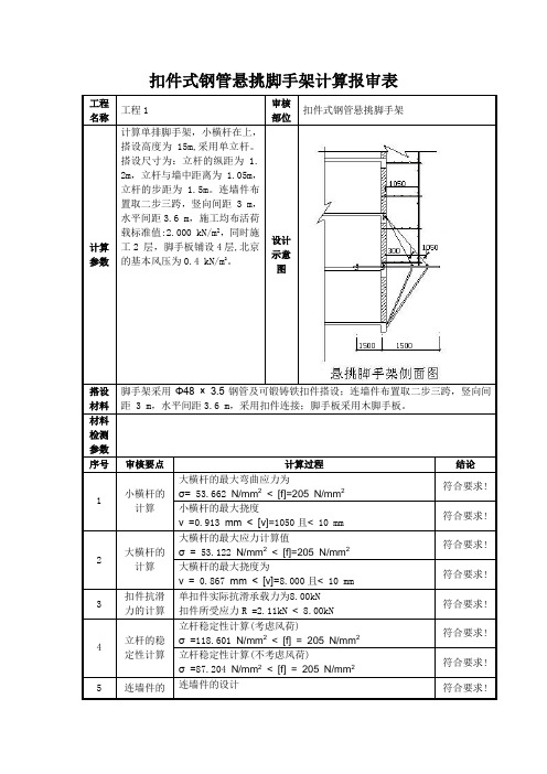 扣件式钢管悬挑脚手架报审表
