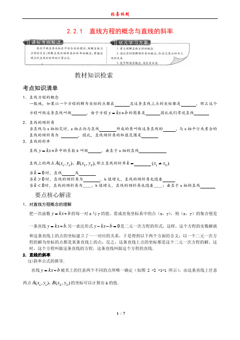 2.2.1 直线方程的概念与直线的斜率