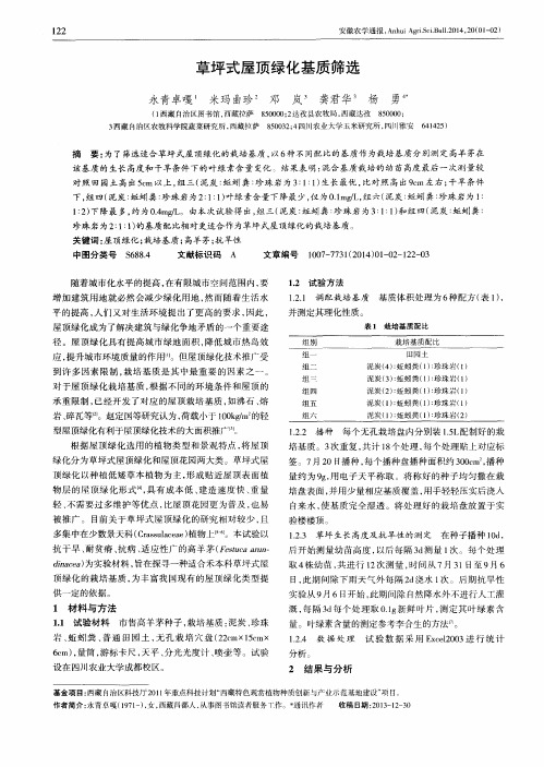 草坪式屋顶绿化基质筛选
