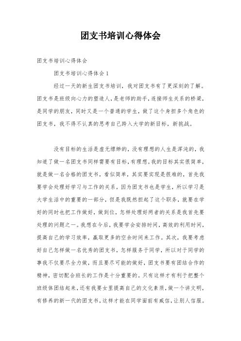 团支书培训心得体会