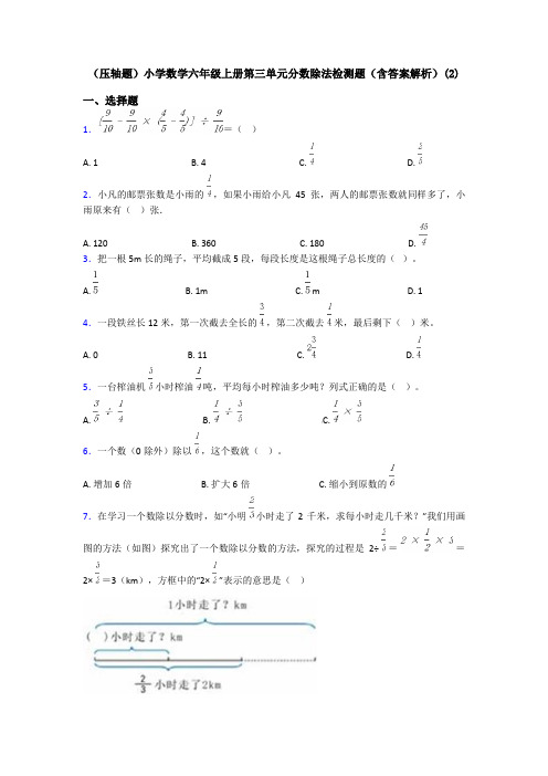 (压轴题)小学数学六年级上册第三单元分数除法检测题(含答案解析)(2)