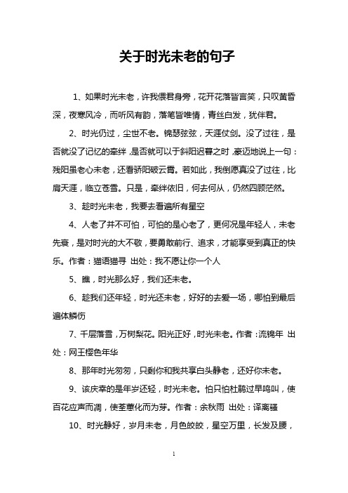 关于时光未老的句子