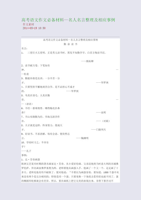 高考语文作文必备材料—名人名言分类整理及相应事例