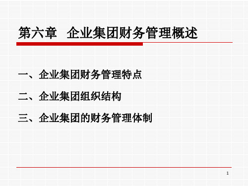 企业集团财务管理概述