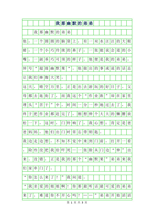 2019年小学生写人作文-我那幽默的弟弟