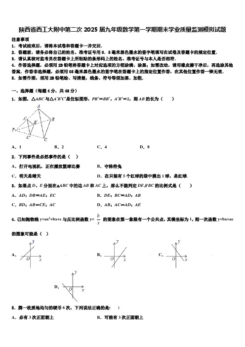 陕西省西工大附中第二次2025届九年级数学第一学期期末学业质量监测模拟试题含解析