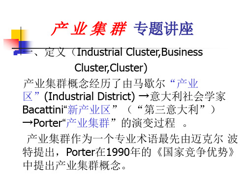 产业集群专题讲座