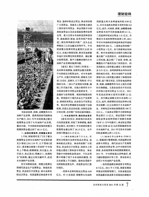 整合资金形成合力 发展木本油料产业