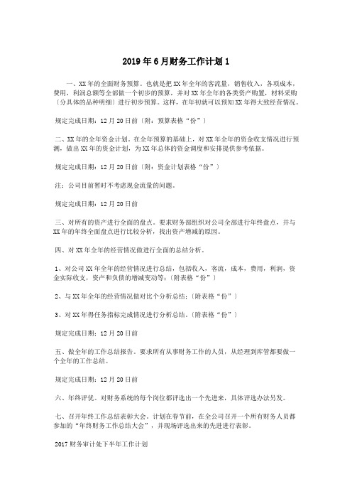 2019年6月财务工作计划1.doc