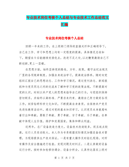 专业技术岗位考核个人总结与专业技术工作总结范文汇编.doc