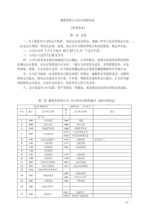新准则融资担保公司会计核算办法(最新)