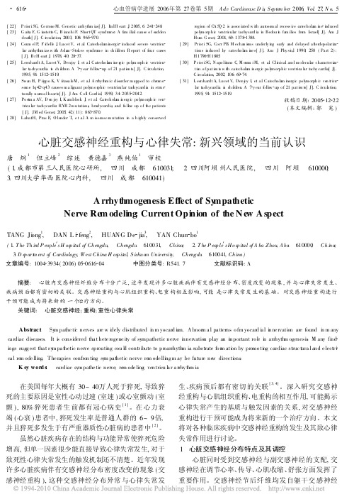 心脏交感神经重构与心律失常_新兴领域的当前认识