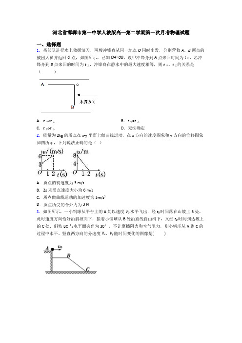 河北省邯郸市第一中学人教版高一第二学期第一次月考物理试题