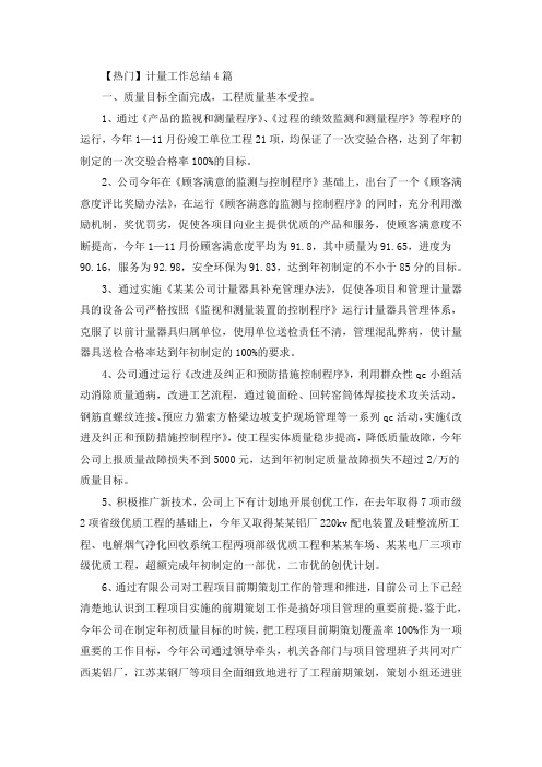 计量工作总结(最新)
