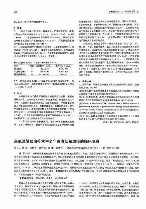 高氧液辅助治疗术中老年患者低氧血症的临床观察
