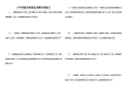 小升初数学典型应用题专项练习