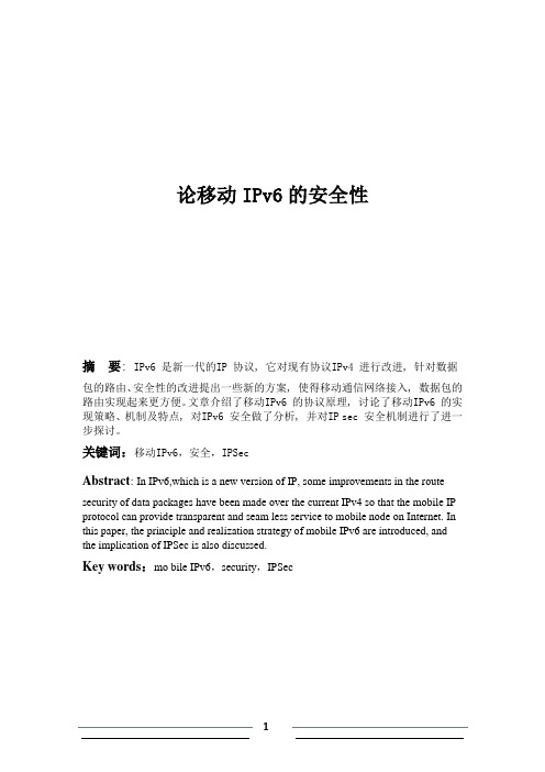 移动IPv6的安全性
