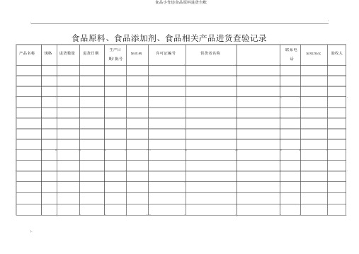 食品小作坊食品原料进货台账