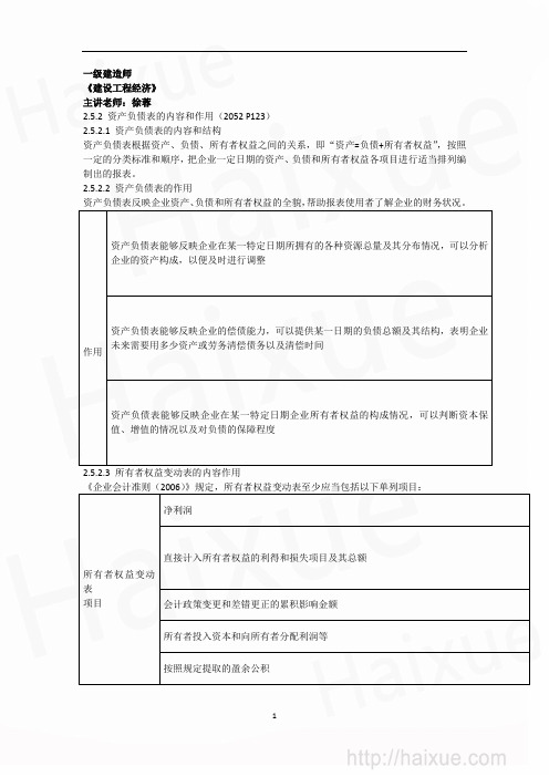 一级建造师 建设工程经济 徐蓉 精讲通关 1Z102000(33)企业财务报表(二)
