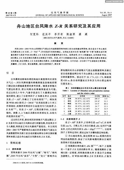 舟山地区台风降水Z-R关系研究及其应用