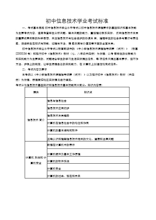 初中信息技术学业考试标准考试指南)