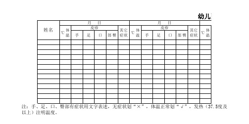 幼儿园晨(午)检记录表