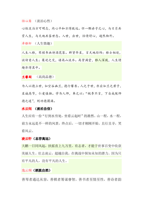 雅间命名
