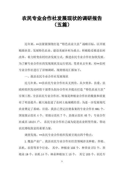 农民专业合作社发展现状的调研报告(五篇)