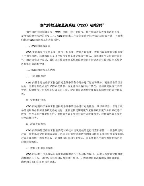 烟气排放连续监测系统(CEMS)运维浅析