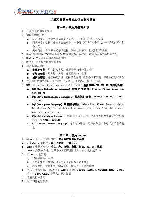 SQL复习重点