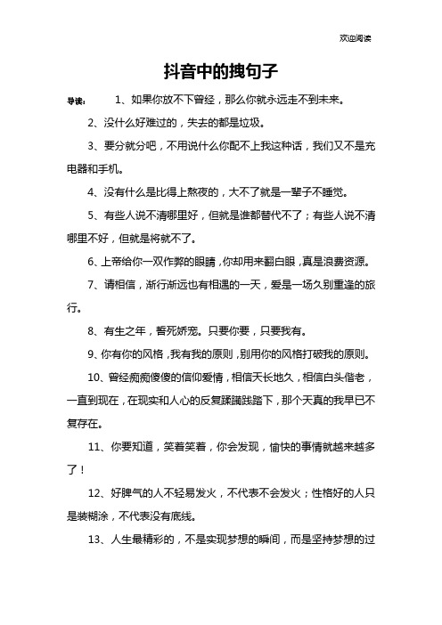 抖音中的拽句子