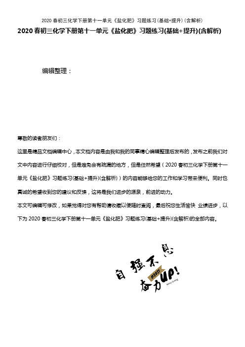 (2021年整理)2020春初三化学下册第十一单元《盐化肥》习题练习(基础+提升)(含解析)