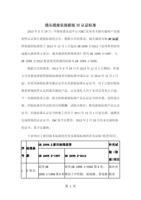 插头插座实施新版3C认证标准word精品文档4页