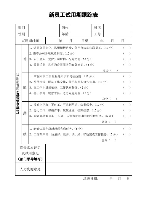 03 新员工试用期考核跟踪表