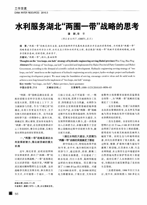 水利服务湖北“两圈一带”战略的思考