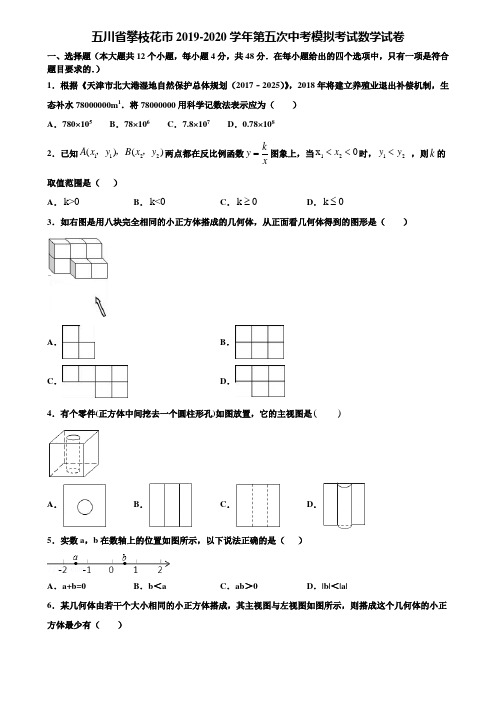 五川省攀枝花市2019-2020学年第五次中考模拟考试数学试卷含解析
