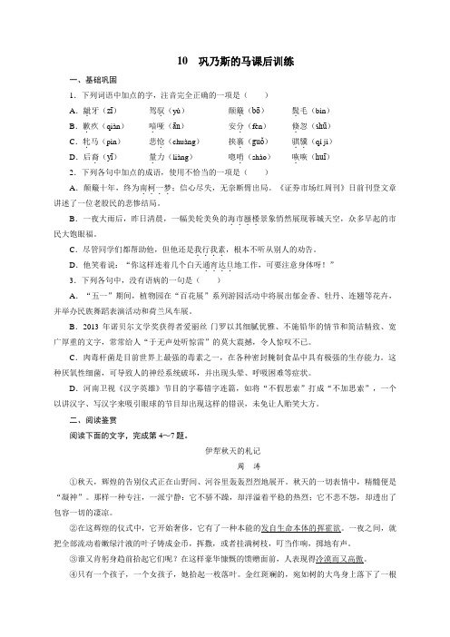 课后训练{10 巩乃斯的马}