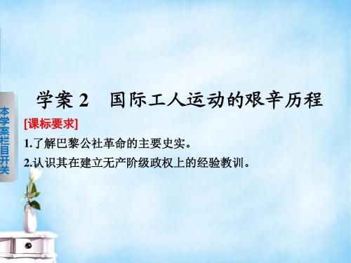 2015-2016学年高中历史 专题八 2 国际工人运动的艰辛历程课件 人民版必修1