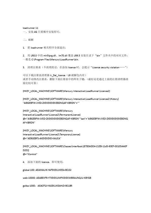 loadrunner11安装使用
