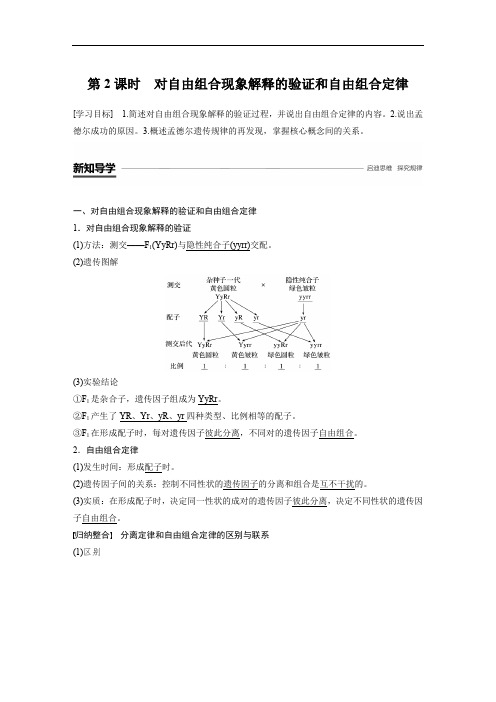 高中生物必修二第1章 第2节  对自由组合现象解释的验证和自由组合定律