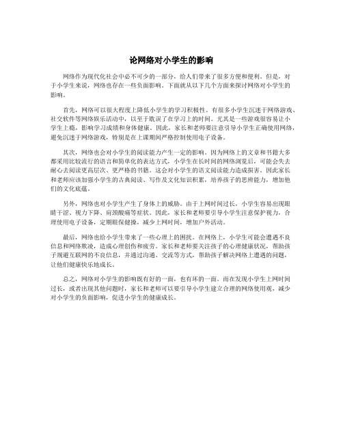 论网络对小学生的影响