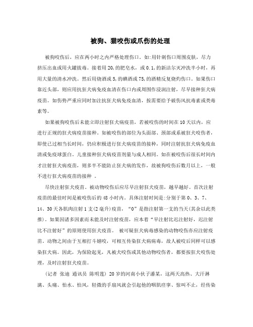 被狗、猫咬伤或爪伤的处理