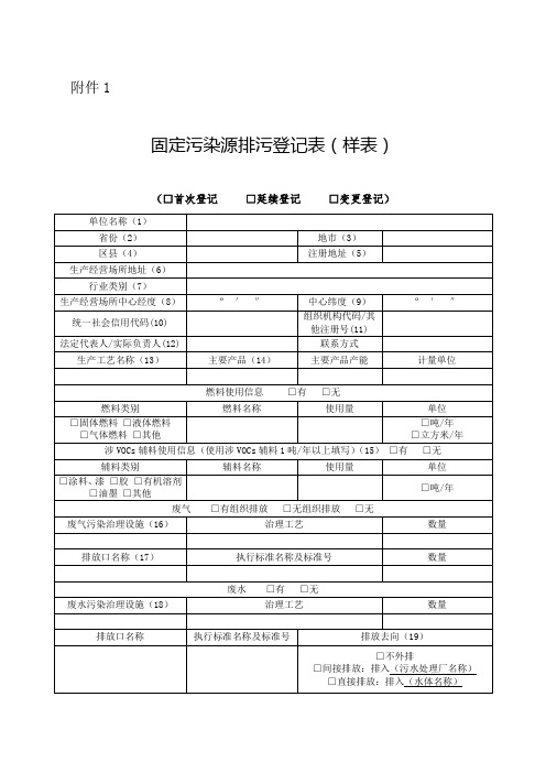 固定污染源排污登记表
