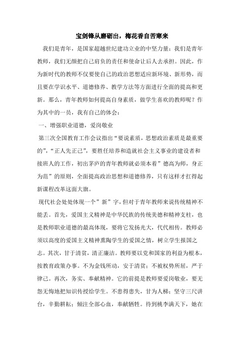 宝剑锋从磨砺出,梅花香自苦寒来