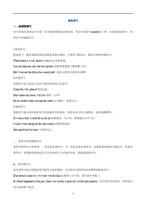 高考英语一轮复习同步语法：高中英语虚拟语气精华知识点复习