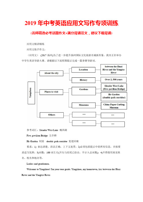 2019年中考英语应用文写作专项训练(含参考范文)