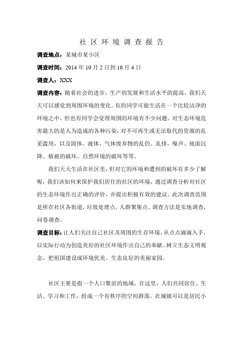 社区环境调查报告