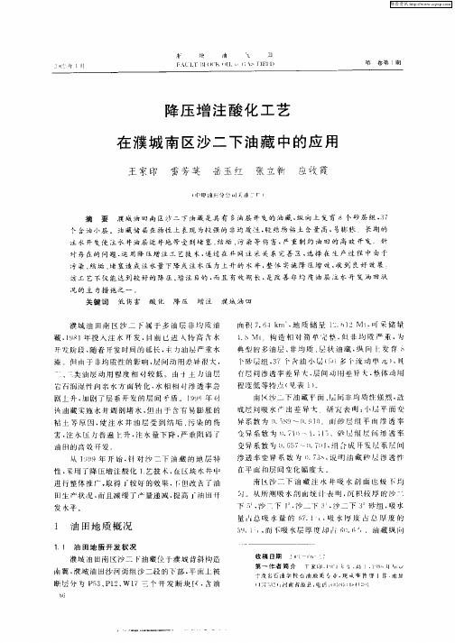 降压增注酸化工艺在濮城南区沙二下油藏中的应用