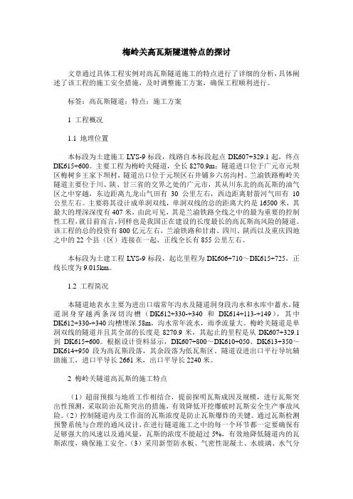 梅岭关高瓦斯隧道特点的探讨