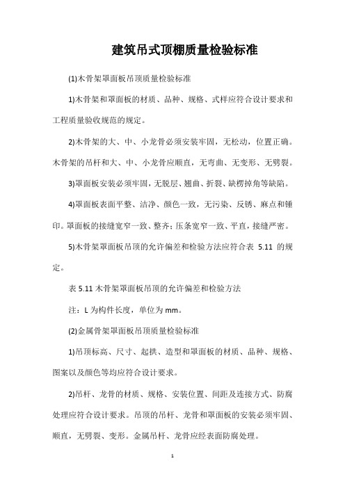 建筑吊式顶棚质量检验标准